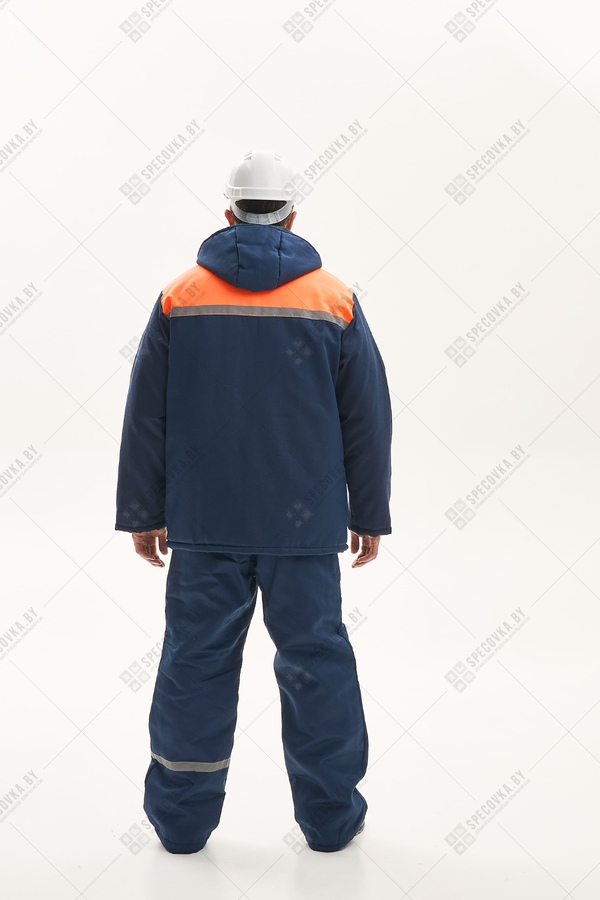 Куртка утеплённая (оранжевая вставка) с капюшоном